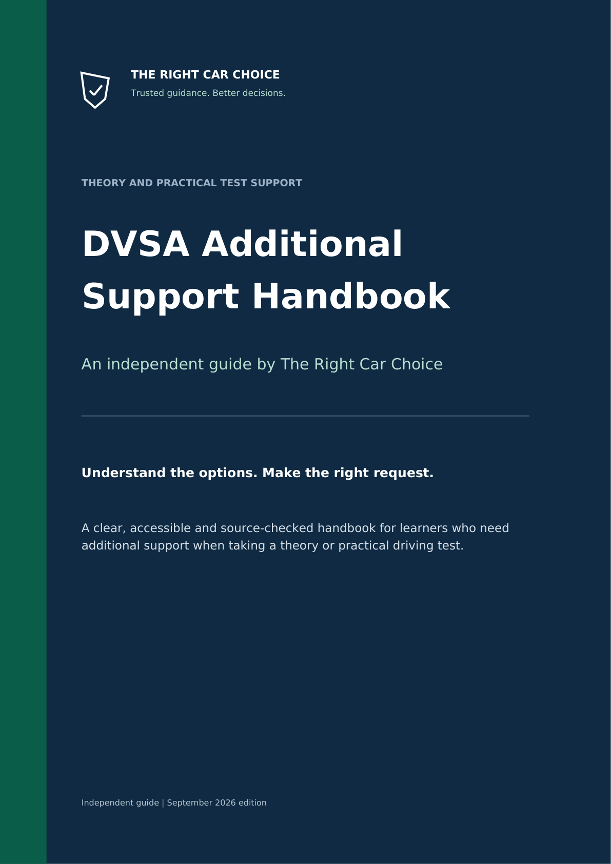 DVSA Additional Support Handbook: an independent guide by The Right Car Choice, September 2026 edition